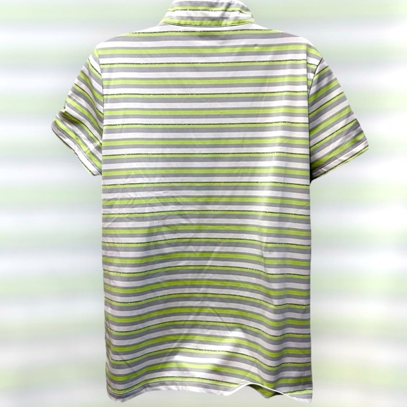 Very Nice Zenergy Golf by Chicos Striped Short Sleeve Top Size 12 or Chicos 2 - Picture 4 of 7
